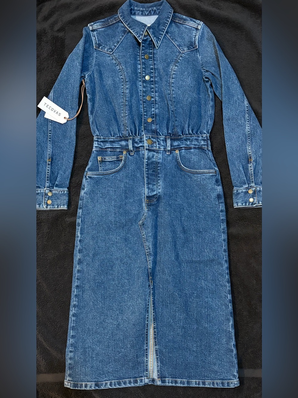 NWT Tecovas Long sleeve Denim Dress